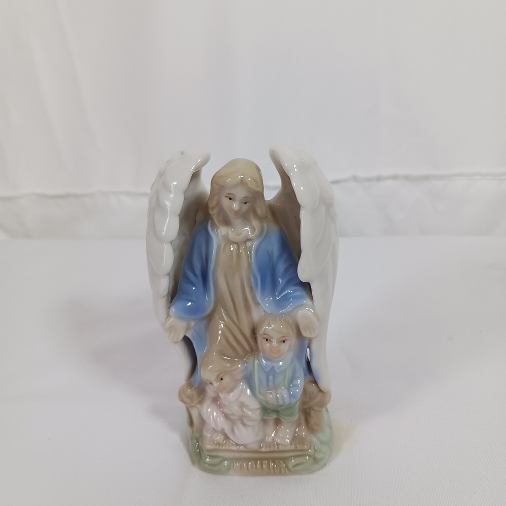 Unbranded Guardian Angel Figurine Unisex OS Blue Excellent Porcelain Vintage